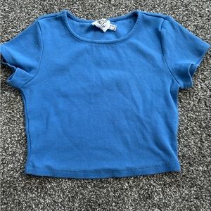 blue cropped top